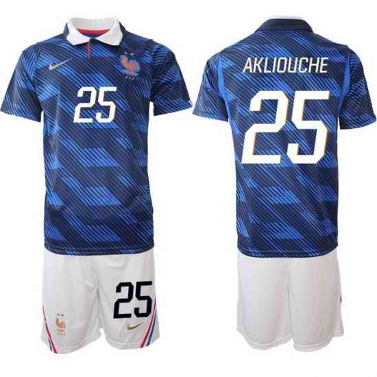 Men France 2026 FIFA World Cup Blue Soccer Jersey #25 Maghnes Akliouche